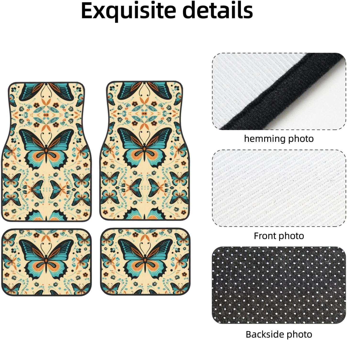 mass dance of butterflies Patterned car mats 4-piece set | For cars/SUVs/trucks | Firm fit without displacement