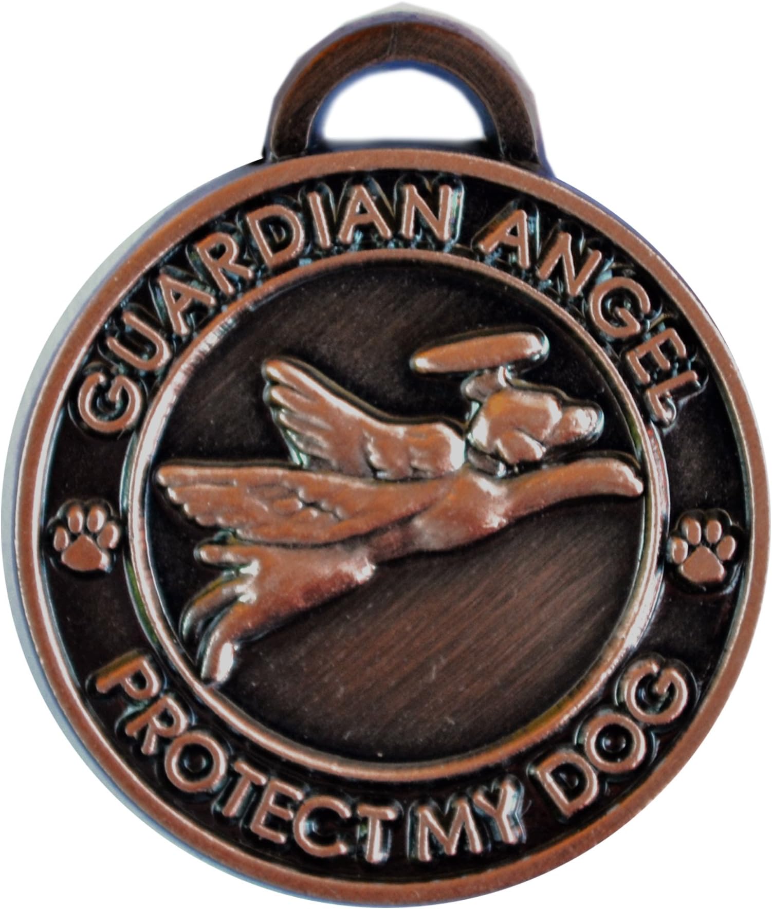 Luxepets Pet Collar Charm, Guardian Angel Dog, Antique Copper