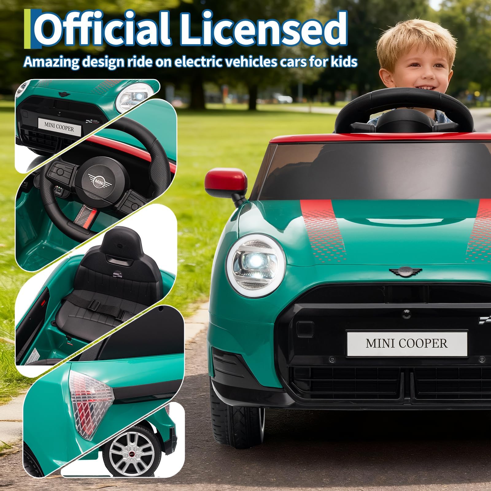 Elektroauto für Kinder, 12V Kinderauto Elektro mit Fernbedienung, Elektrisches Kinderfahrzeug mit Hupe, Musik, LED-Scheinwerfern, 2 Geschwindigkeiten, für Kinder ab 3 bis 6 Jahre geeignet, Grün