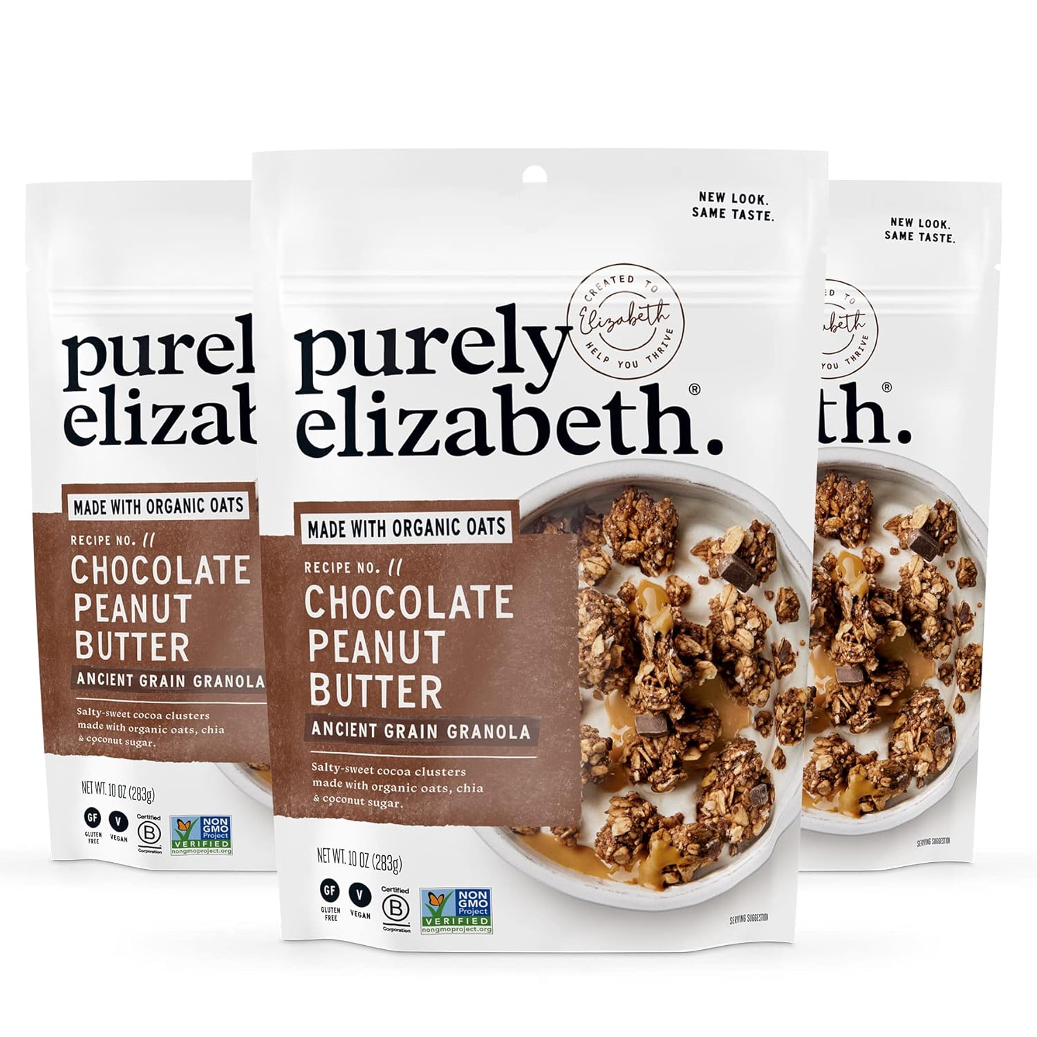 Purely Elizabeth, Chocolate Peanut Butter, Ancient Grain Granola, Gluten-Free, Non-GMO, 10 Ounce (Pack of 3)