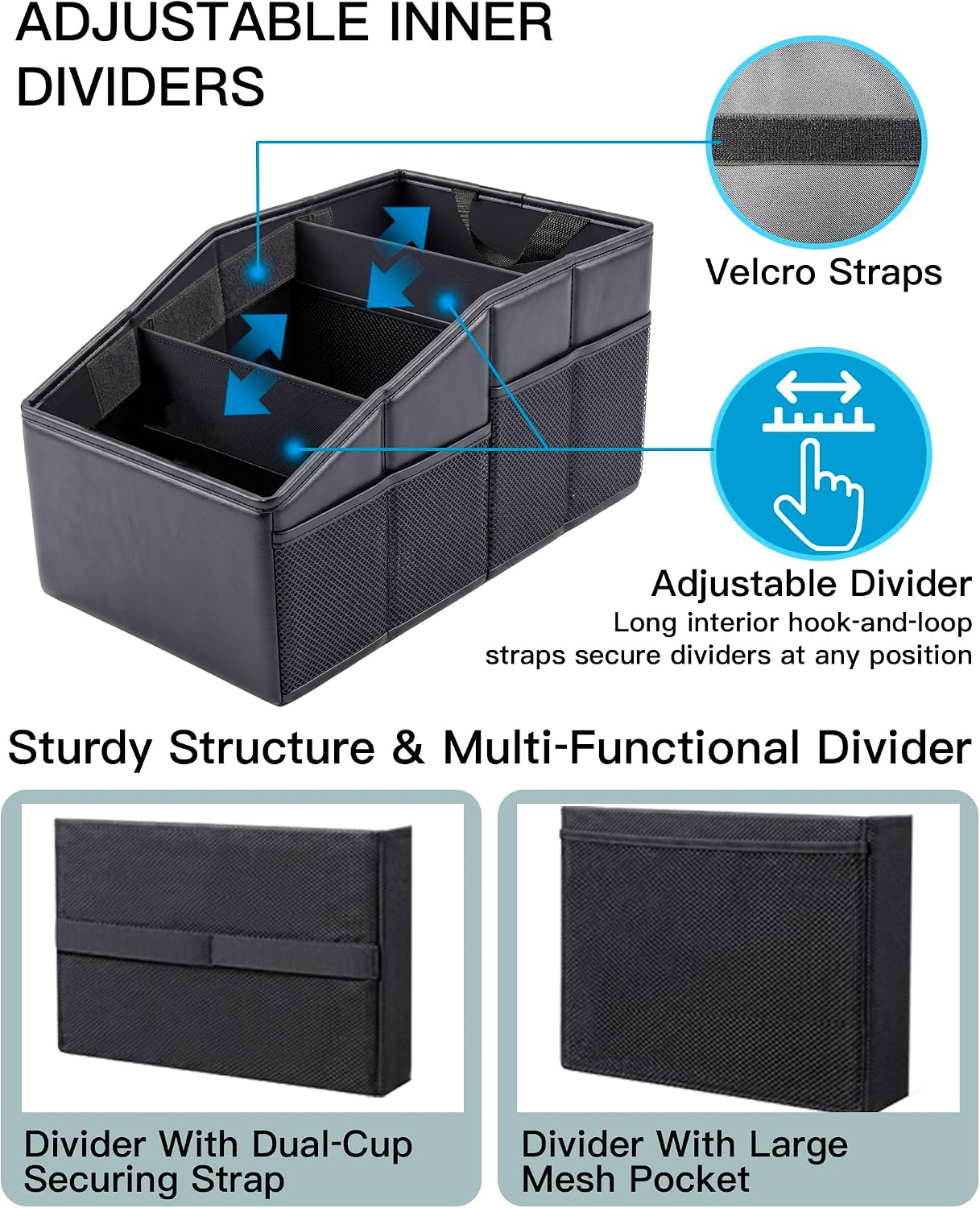 Car Storage Organizer, Black Reinforced Dividable Car Backseat Organizer