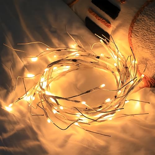 Lighted Birch Garland 6FT 48 LED Battery Operated with Timer