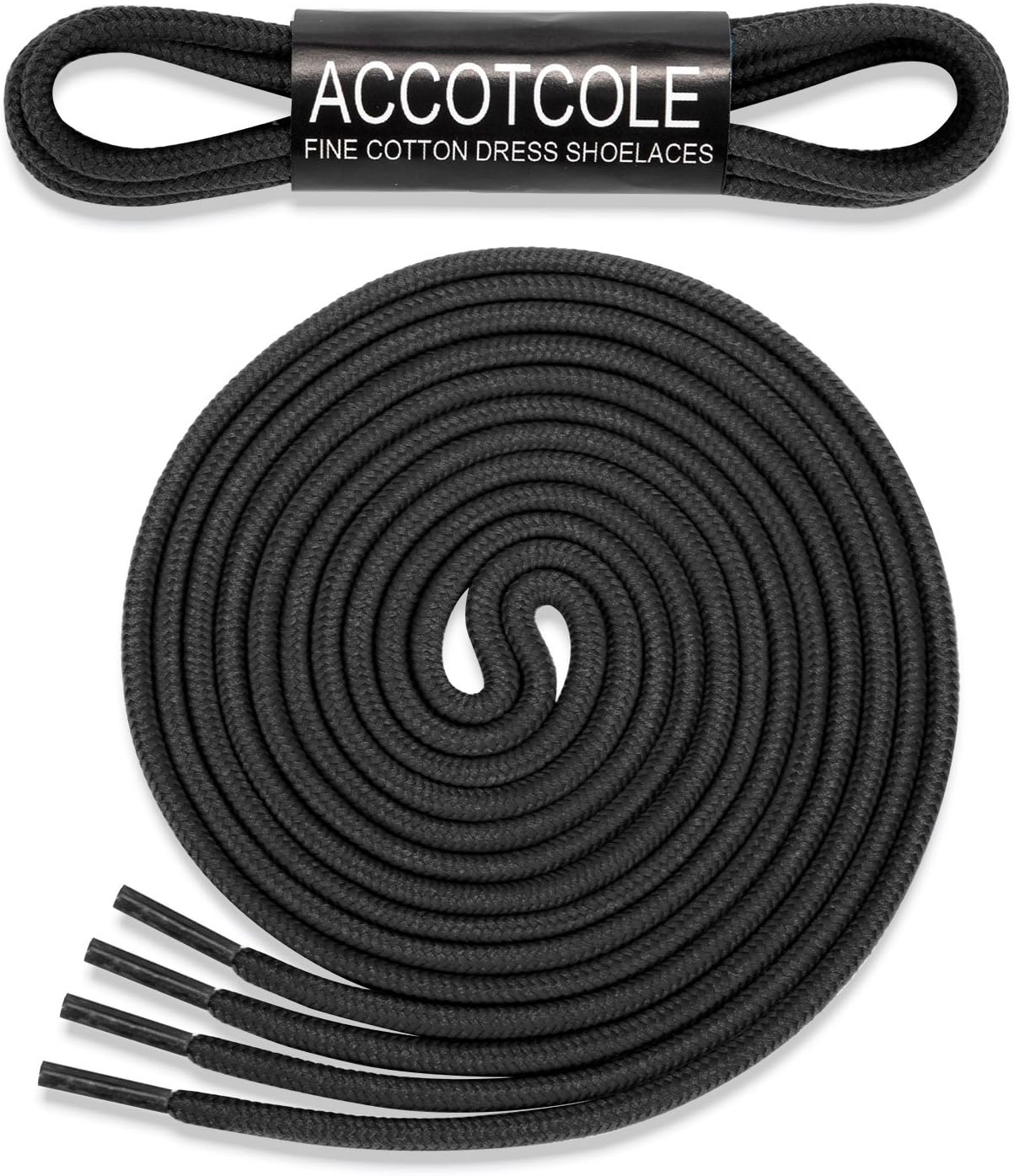 Round Shoelaces [3 Pairs] 5/32" Thick - For Shoes, Sneakers & Boots - By ACCOTCOLE (59" (150 cm), Black)