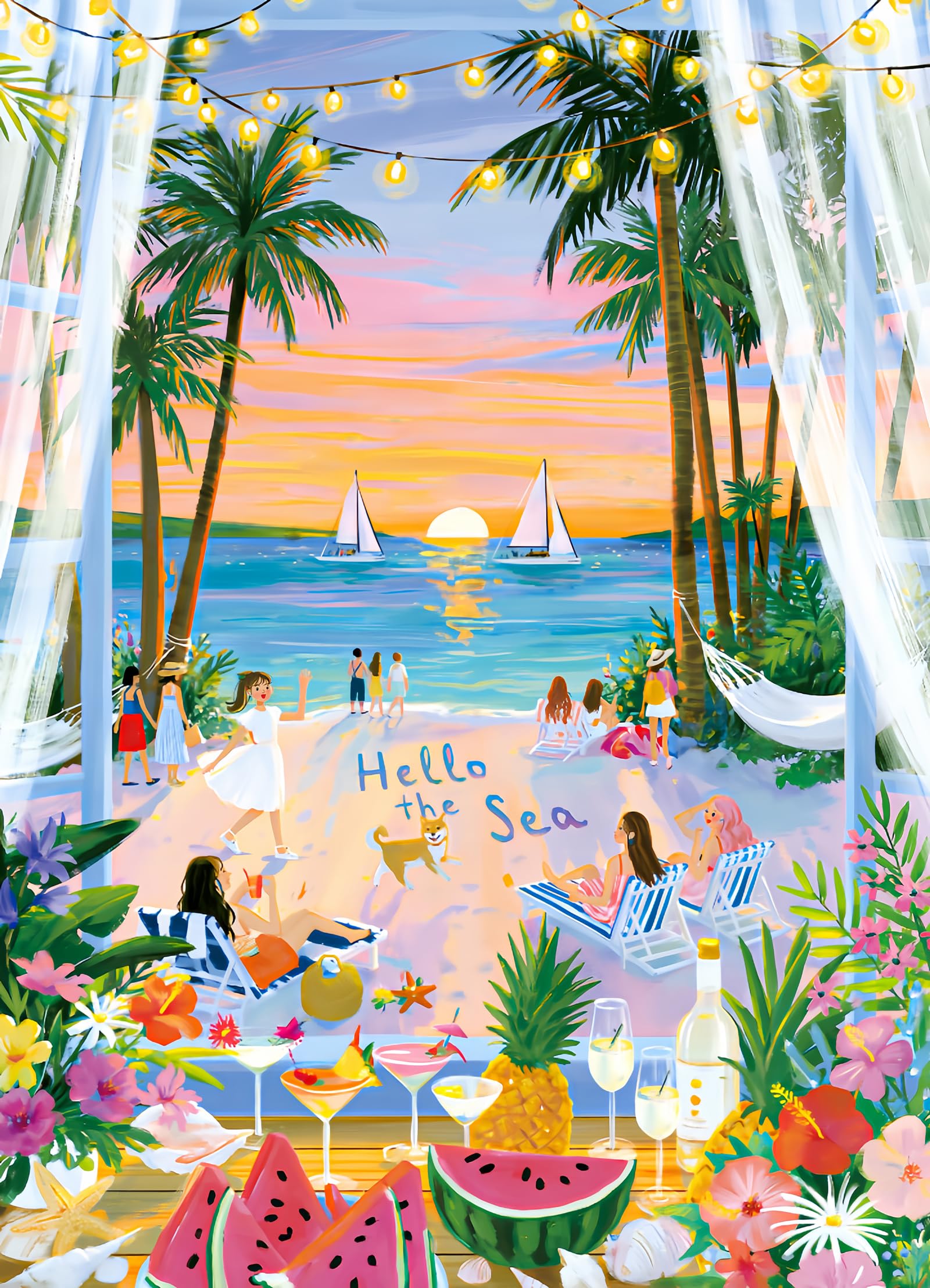 Bullglesup Puzzles for Adults 1000 Pieces Coastal Glow Jigsaw (27.5"x19.6")
