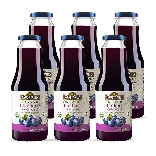 Miniatura 23 de Gardenville Jugo de arándano orgánico (paquete de 2), USDA orgánico, sin azúcar añadido, certificado U Kosher, pasteurizado, botellas de vidrio