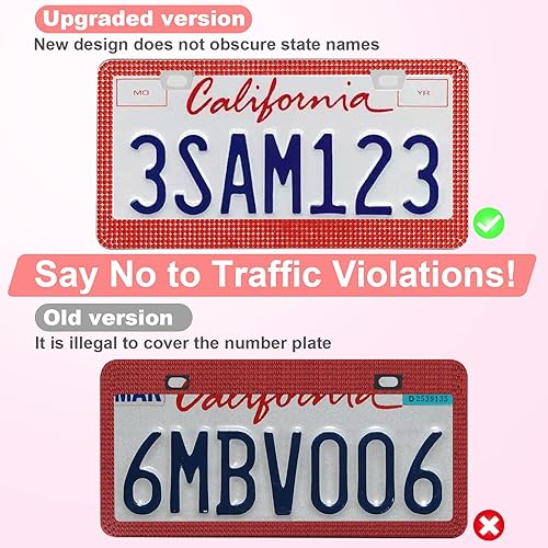 Vista 29 de Paquete de 2 marcos de matrícula brillantes para mujer, accesorios de automóvil con diamantes de imitación brillantes con tapas de cristal con Blanco