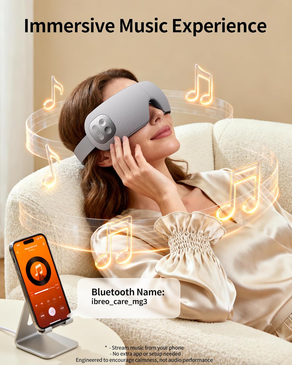 Eye Massager for Migraines with Temple Massage, Heat, Air Compression and Bluetooth Music Streaming, Foldable Electric Eye Mask for Migraine Relief, Eye Strain, Eye Care for Women and Men - Image 8