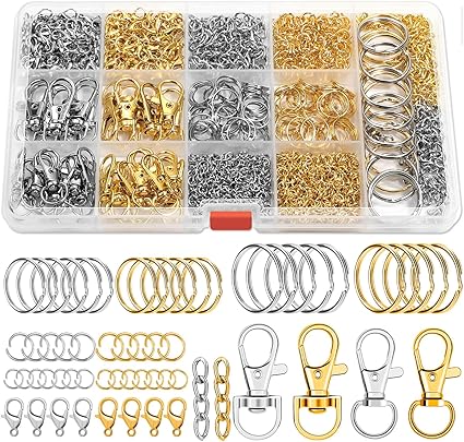 PAXCOO 990PCS Keychain Making Kit, Keychain Craft Supplies Including Key Chain Hooks, Lobster Clasps, Key Rings and Jump Rings for Key Chain Making and Jewelry Making