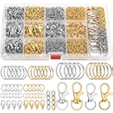 PAXCOO 990PCS Keychain Making Kit, Keychain Craft Supplies Including Key Chain Hooks, Lobster Clasps, Key Rings and Jump Rings for Key Chain Making and Jewelry Making