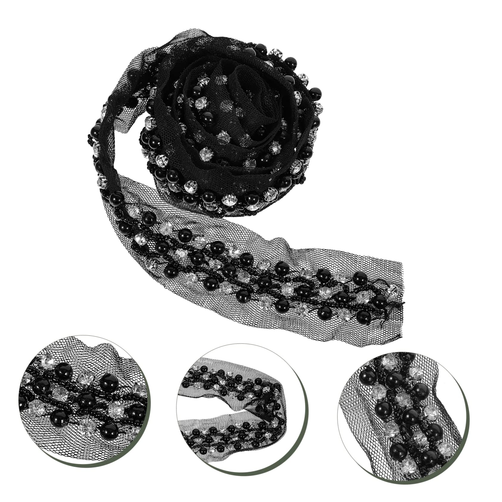 5stücke Sewing Lace Trim Mit Perlen Und Strass Reihig Dekorative Spitze Für Hochzeiten -projekte Kleidung Und Bastelarbeiten