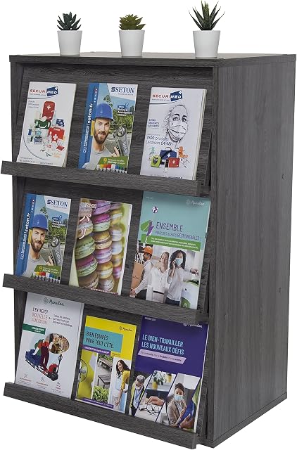 Iris Ohyama, Storage unit with 3 folding doors /Wooden Cabinet/Flap rack/Storage Cabinet, Adjustable shelf height 3.2 cm, Office, Living Room - Flap Rack - CHR-3 - Grey Oak