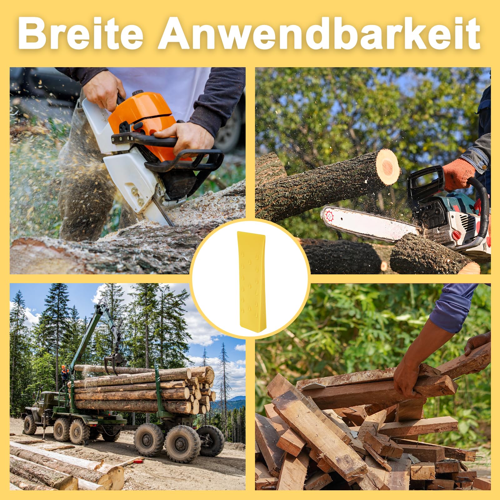 QUARKZMAN Cunei da Abbattimento in Plastica 3pz Cuneo Anteriore ABS 254 mm Cuneo Spaccalegna per Legna Cunei per Alberi Legno Accessori Forestali Foresta, Giallo