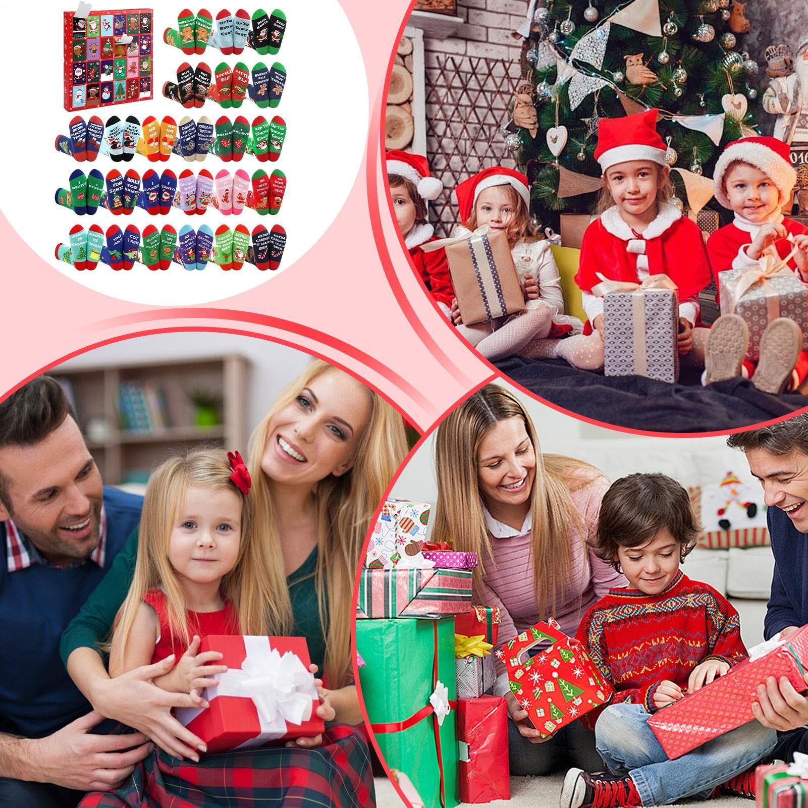Calendario De Adviento Para Adultos Calcetines Crew Cálidos Y | Calendario De Cuenta Regresiva De Calcetines Navideños Para Adolescentes Niños Niñas Vacaciones Festivales
