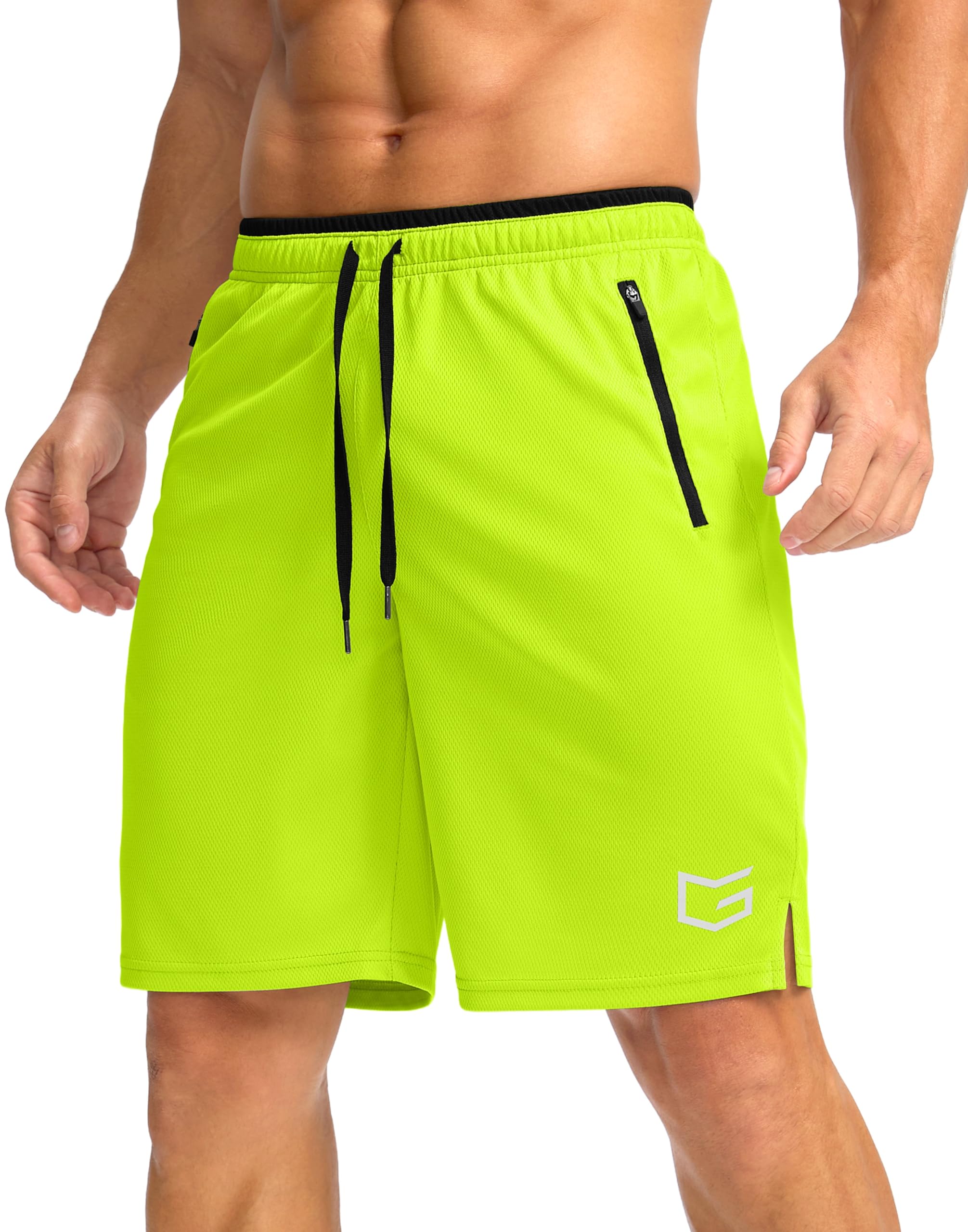 G Gradual Men's Gym Shorts wtih Zipper Pocket 9" Athletic Basketball Mesh Shorts for Men Workout Quick Dry Lightiweight