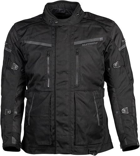 Tourmaster Chaqueta de motocicleta de turismo blindada transpirable impermeable de transición, Negro -