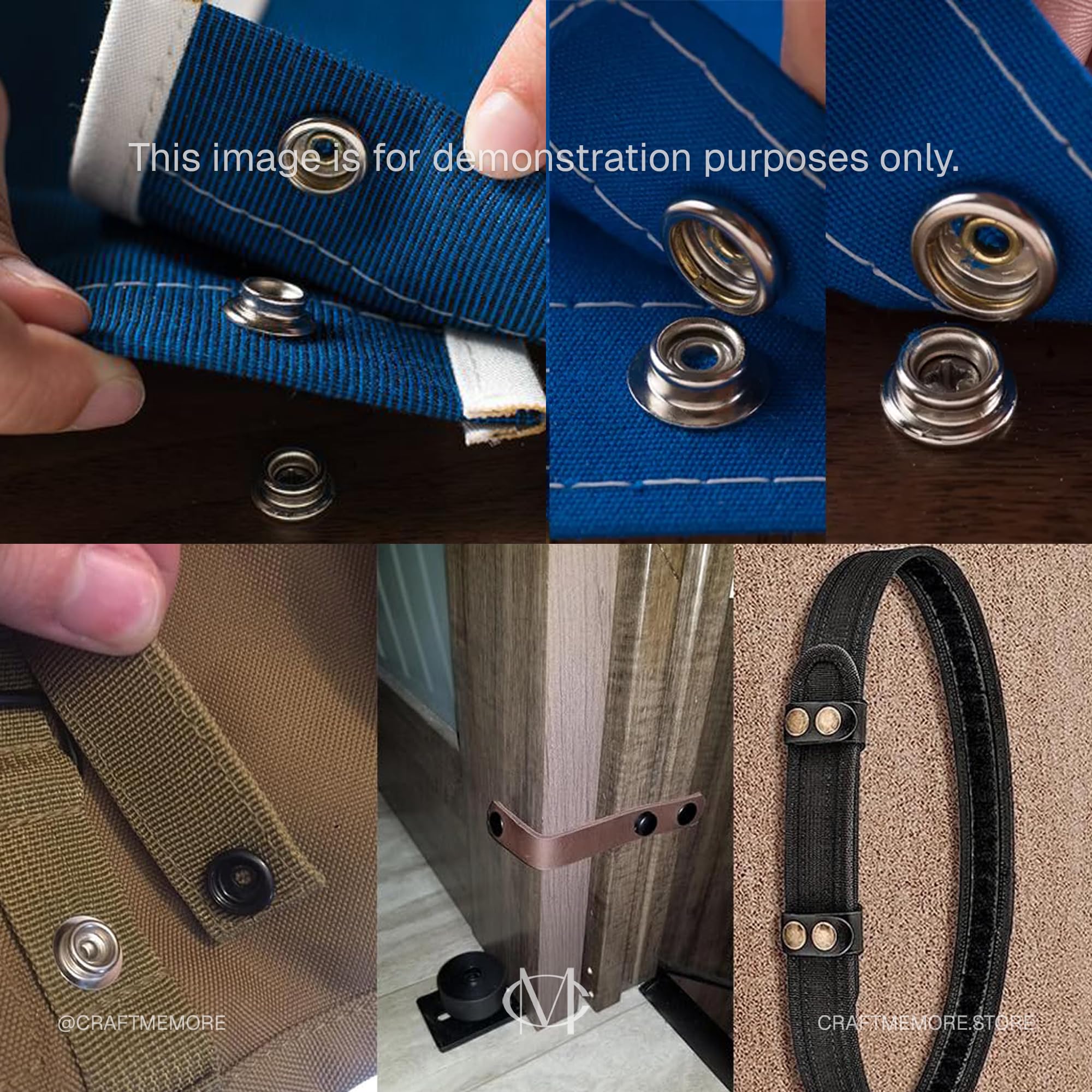CRAFTMEMORE Kit de cierre a presión resistente, herramienta ajustable con 40 juegos de broches de metal, herramienta de instalación para cubiertas de barco, lienzo, lonas