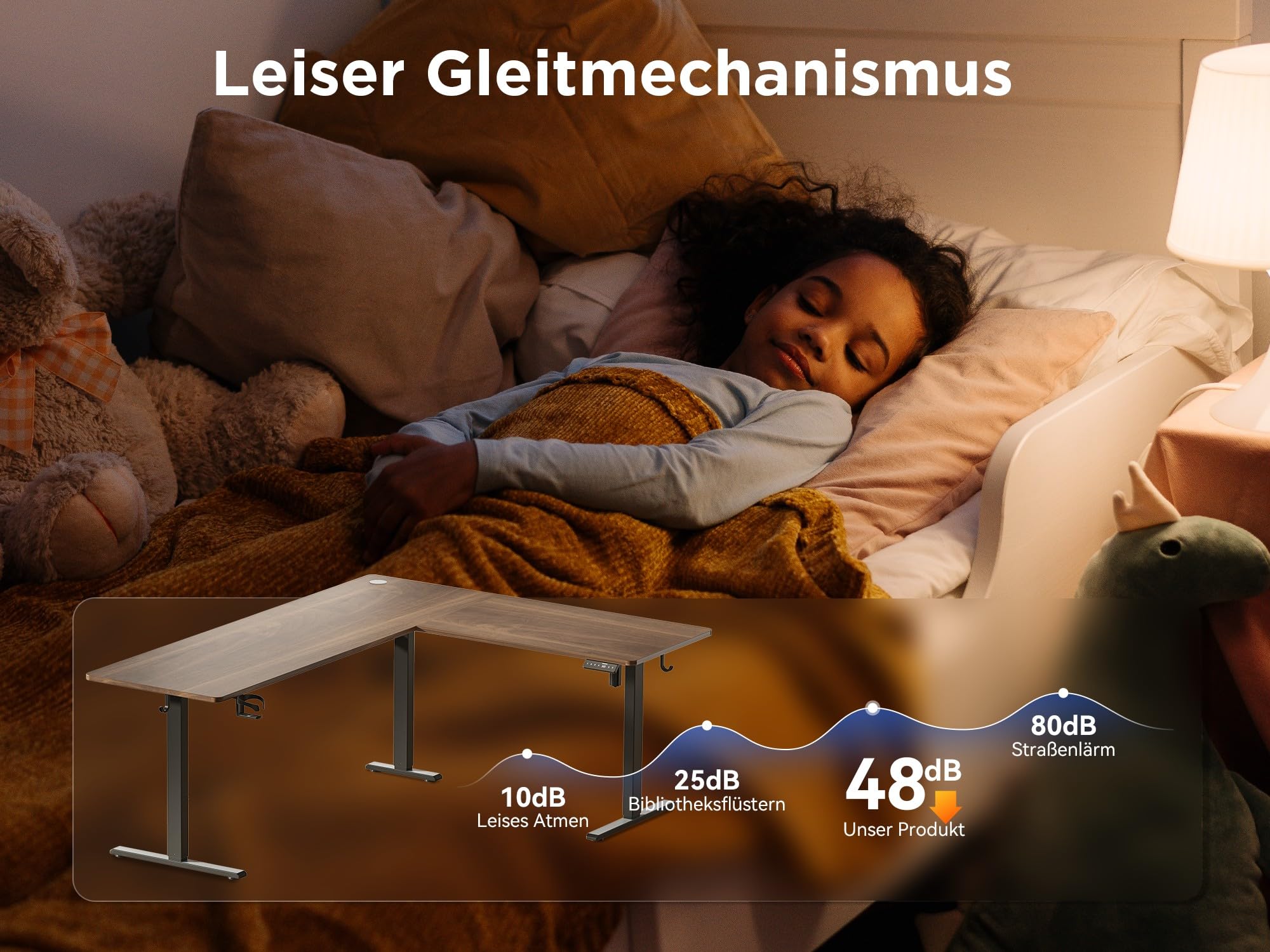 WALKINGDESK Höhenverstellbarer Eckschreibtisch 190 x 150 cm | Elektrischer L-förmiger Schreibtisch, 4 Speicherpositionen, Kabelmanagement, Computertisch für Homeoffice Gaming, Schwarznuss