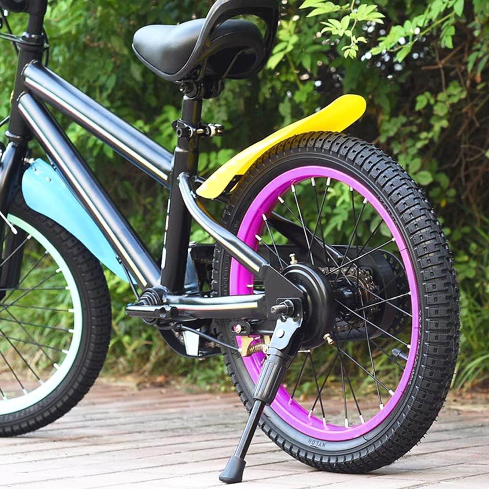 Pata de Cabra Bicicleta,Caballete para Bicicleta 14" con pie Goma Antideslizante,Caballete Bicicleta Ajustable del Retroceso para Niño Bicicleta Infantil 14 Pulgadas