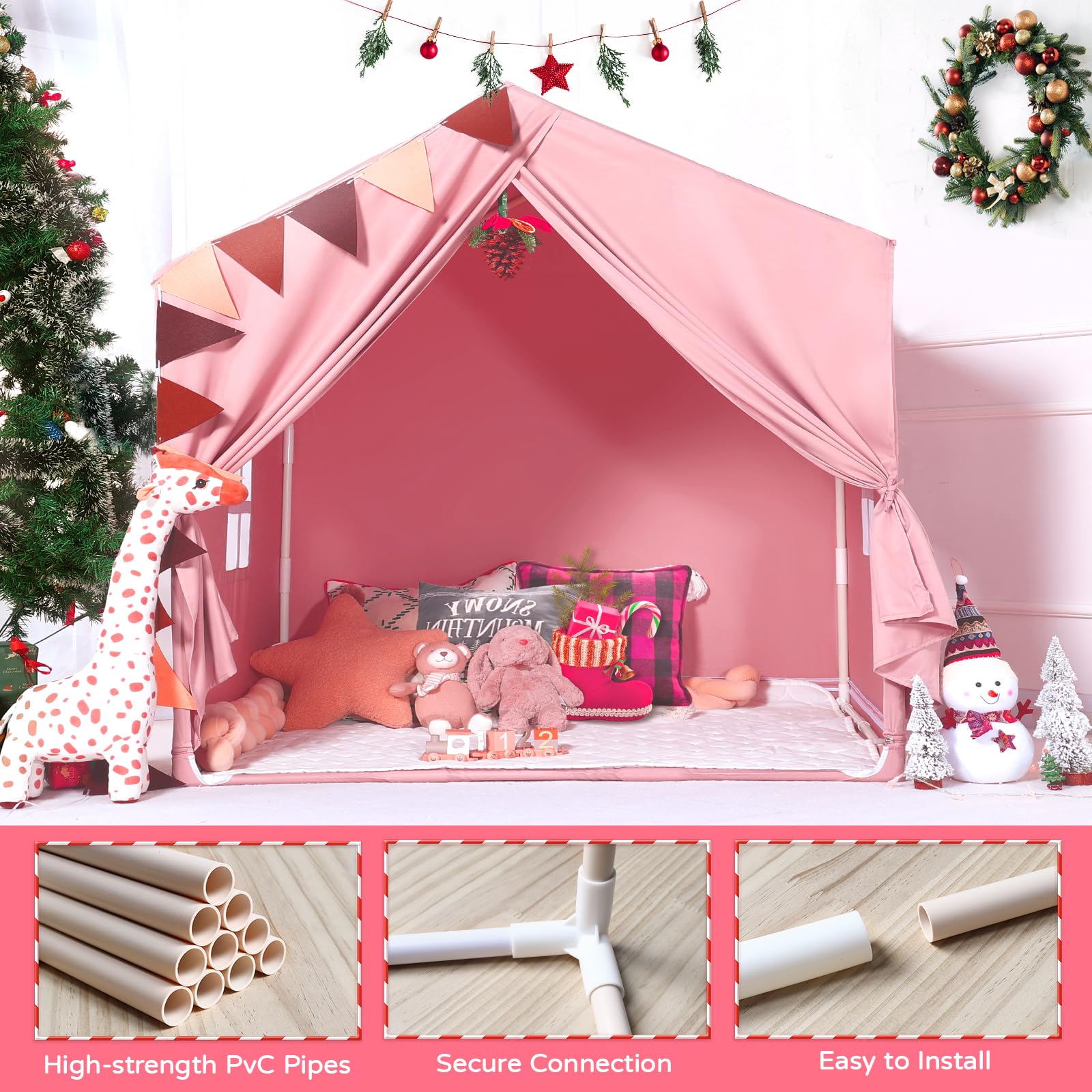 Kinderzelt für Spielzelt Kinder Indoor: Rosa Zelt Kinder Kinderzimmer - Spielzelte mit Fenster - Zelt für KindGeschenk für Mädchen und Jungen (Rosa)