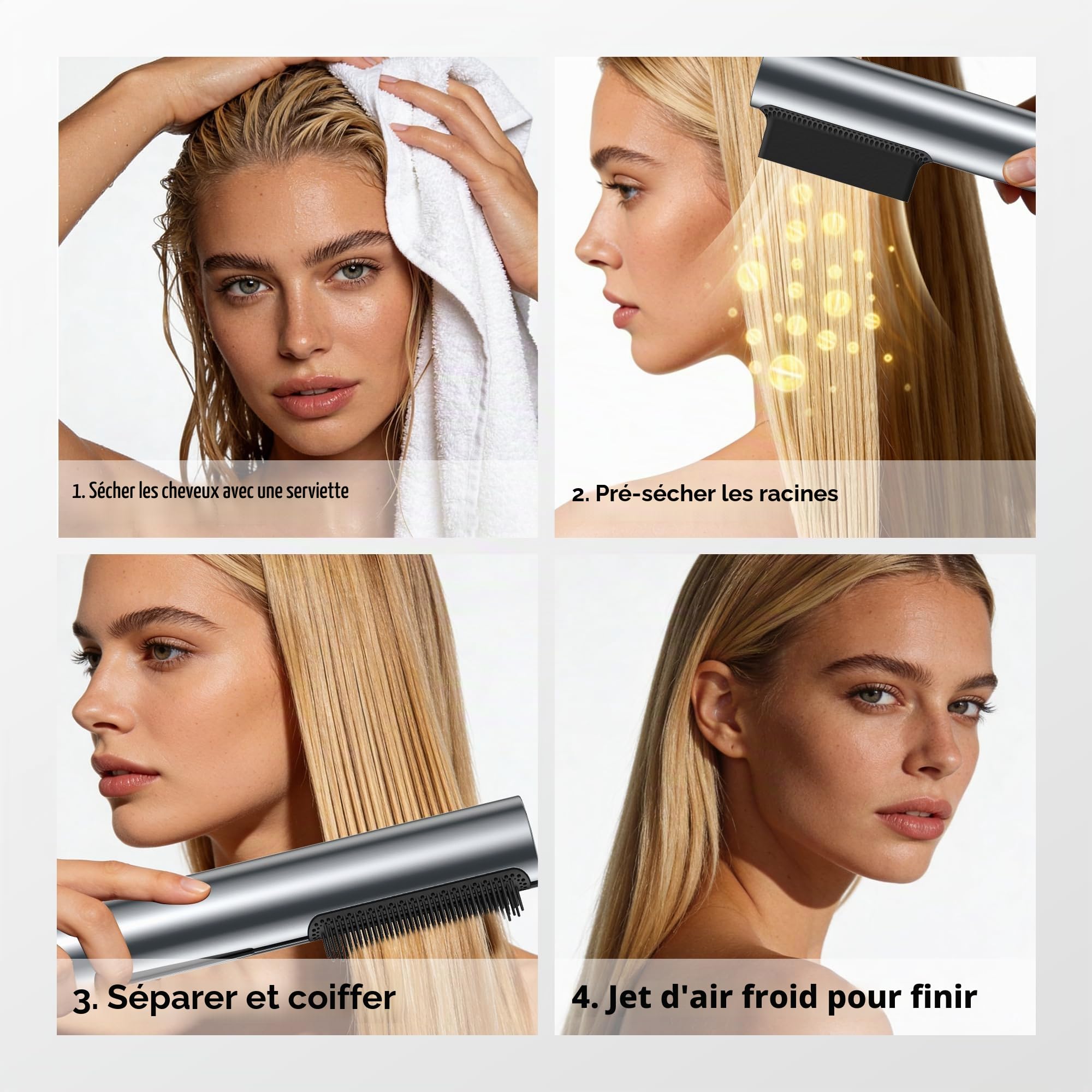 OKWRAP Air Straightener 2 en 1 Seche Cheveux Lisseur Ionique 1600W
