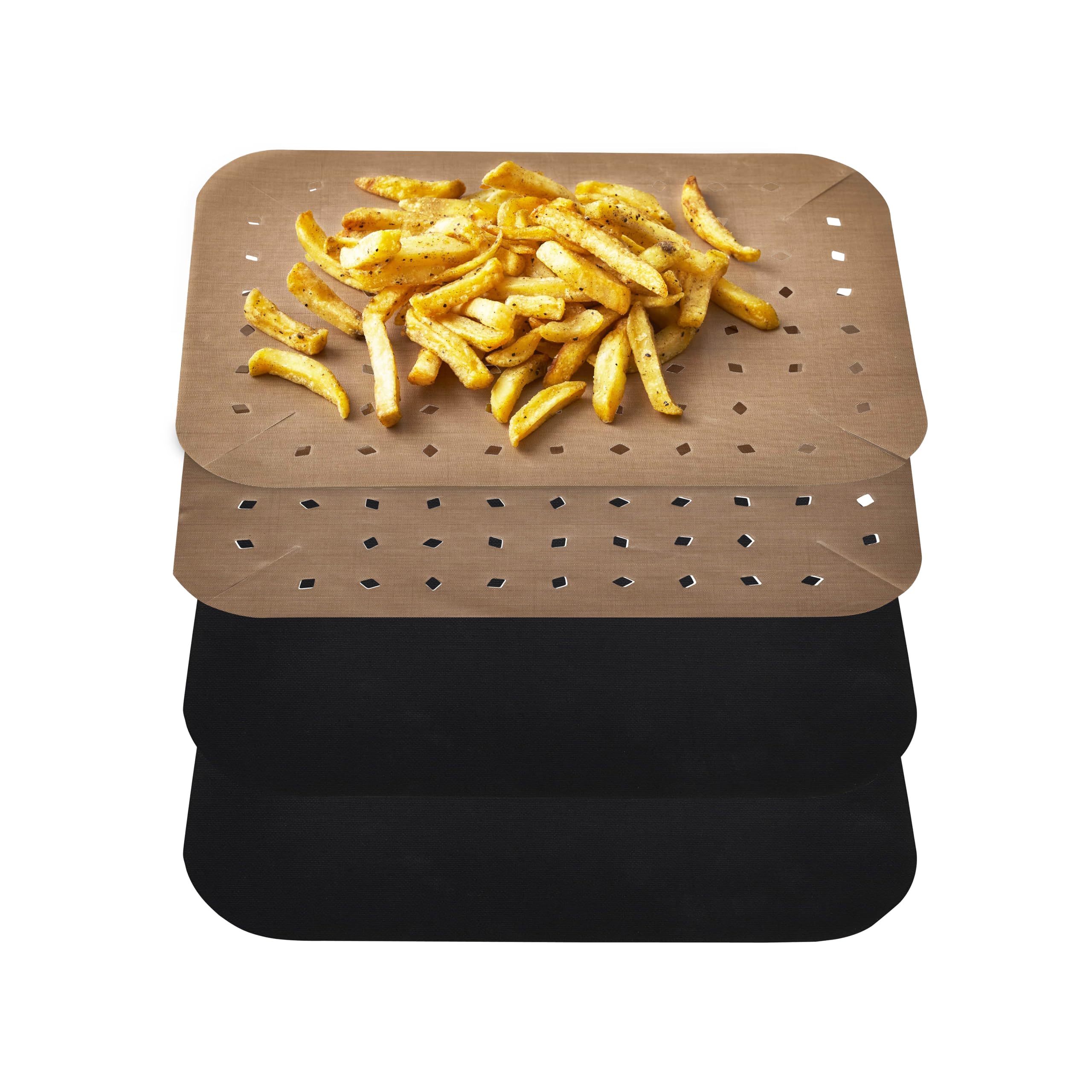 Tower TLINER3 Reusable Rectangular Air Fryer Liners, Pack of 4 Paper Accessories, Suitable for Most 9 Litre Dual Basket Air Fryers Including Tower Vortx and Ninja Foodi, Non-Stick, Dishwasher Safe