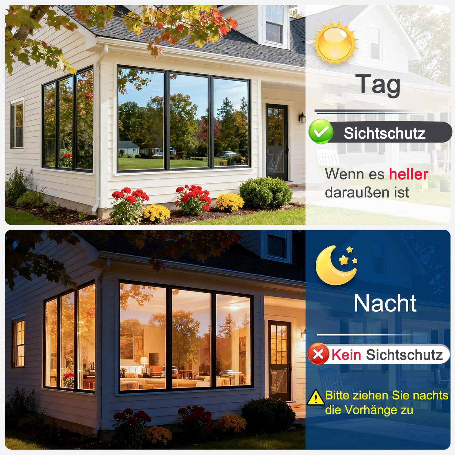 Spiegelfolie Fenster Sichtschutz 118x200cm Sonnenschutzfolie Fenster Innen & Außen Fensterfolie Sonnenschutz Einseitige UV Folie Fenster Hitzeschutz ideal für Wohnzimmer und Büro, Silber