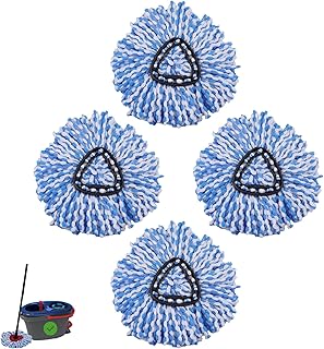 4 Pack Mop Replace Head Compatible with Ocedar 2 Tank System Spin Mop Refill and Bucket, Easy Cleaning Microfiber Mop Head Replacement, 360 Degree Spin Mop Replacement Head for Floor Cleaning