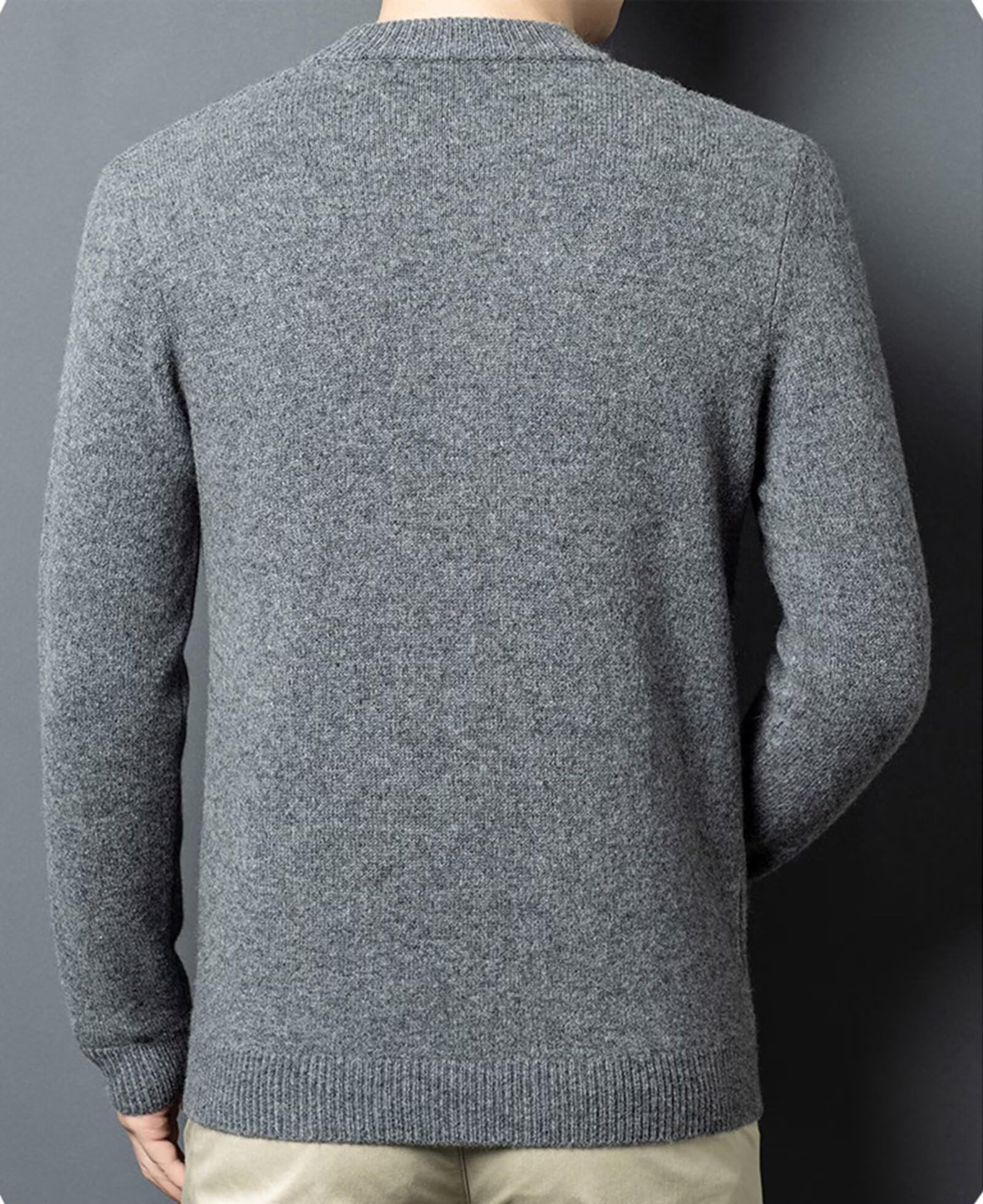 HNVAVQ Maglione Uomo 100% Cashmere a Trecce Girocollo Classico Maglieria Invernale Traspirante