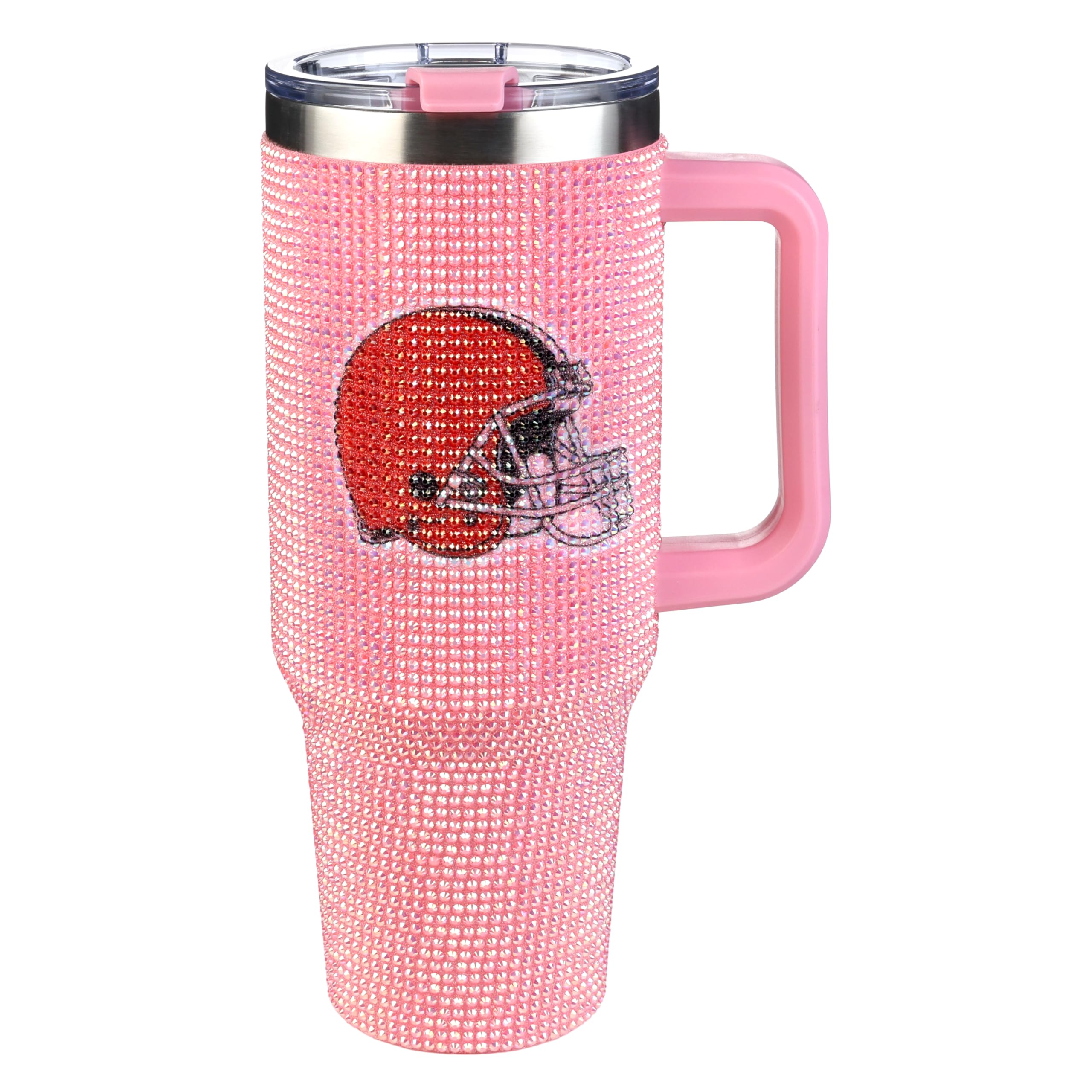 The Memory Company Officially Licensed 40oz Pink Bling Game Day Tumbler, Cleveland Browns