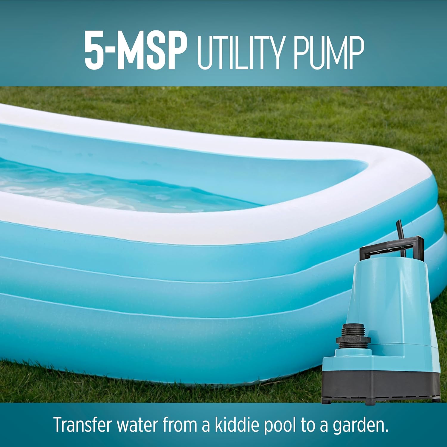 Little Giant 5-MSP 115-Volt, 1/6 HP, 1500 GPH Aluminum Manual Utility Pump, 10-Ft. Cord, Blue, 505723