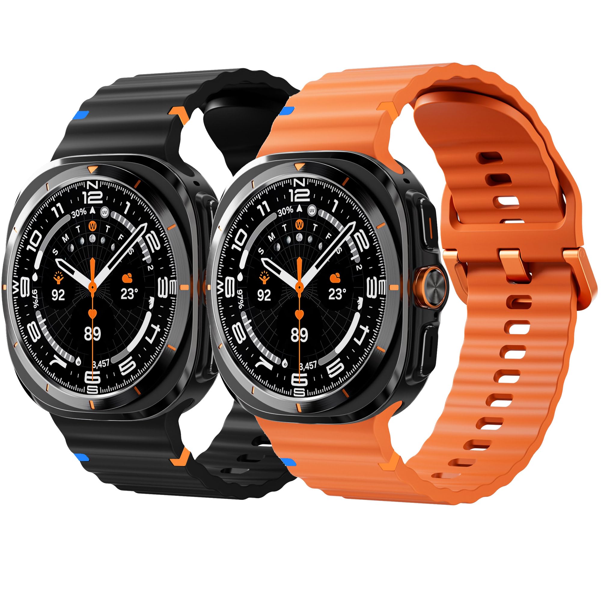 SOLOLUP Sport Band for Samsung Galaxy Watch Ultra Bands 47mm,2 Pack No Gap Soft Silicone Smart Watch Bands for Men&Women Replacement Wristband for