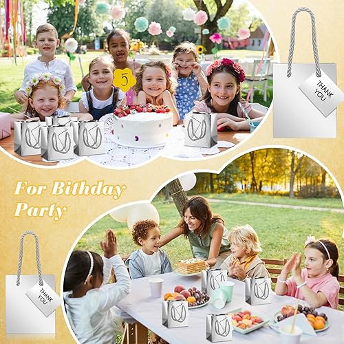 Miniatura 2 de Paquete de 100 mini bolsas de regalo a granel, 4 bolsas de papel de 2.75 x 4.5 pulgadas con etiquetas de regalo, bolsas de regalo de papel extra