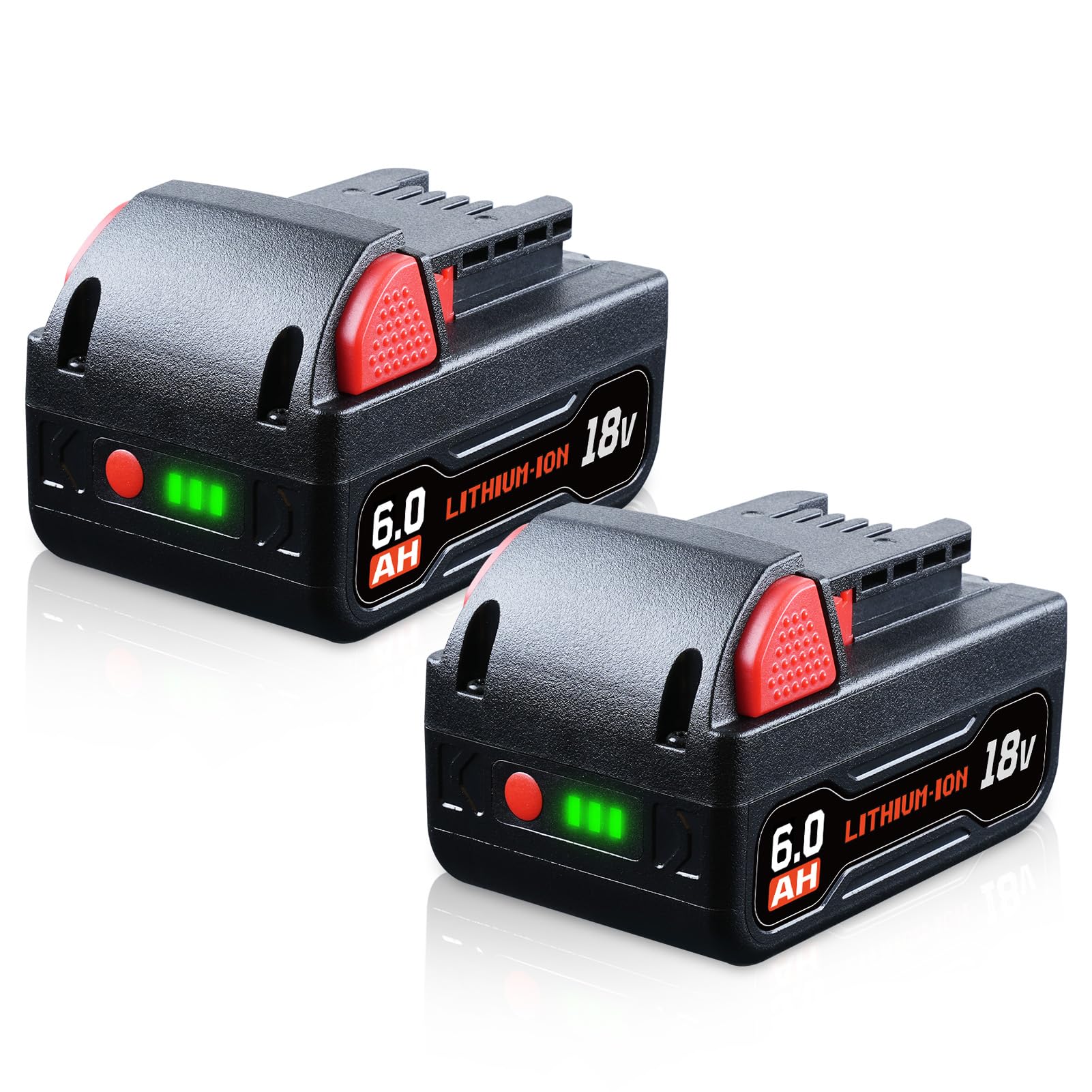 2Pack 18V 6.0Ah Replacement for Milwaukee 18V Battery Lithium Ion Battery Pack Compatible with Milwaukee 18V Batteries 48-11-1850 48-11-1820 48-11-1840 48-11-1828 and Tools and Charger