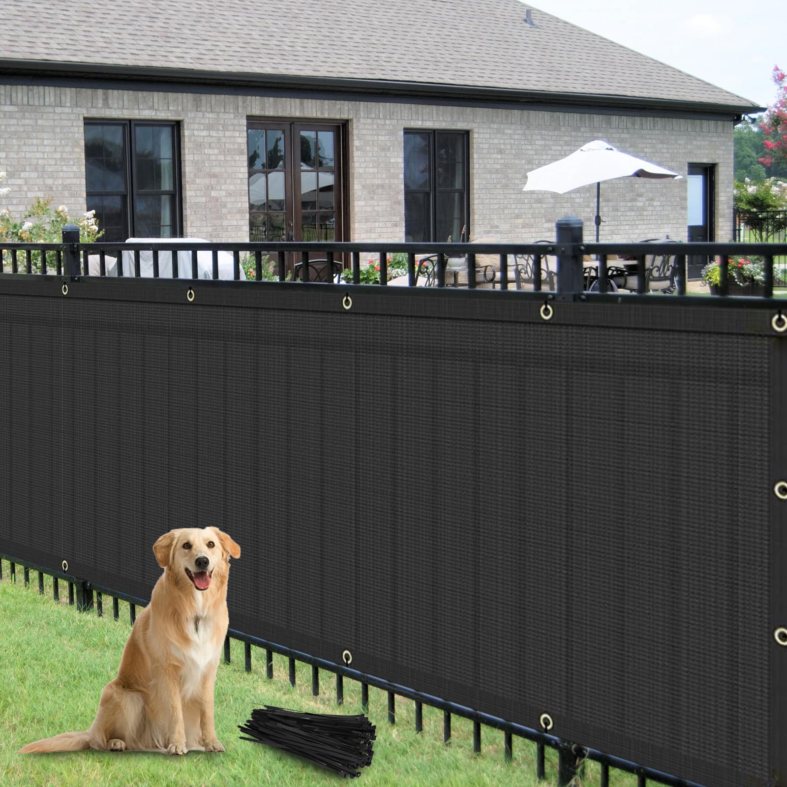 FREADEM 6' x 50' Privacy Fence Screen Patio Fence Windscreen Cover Netting Mesh Fabric Cloth, Black