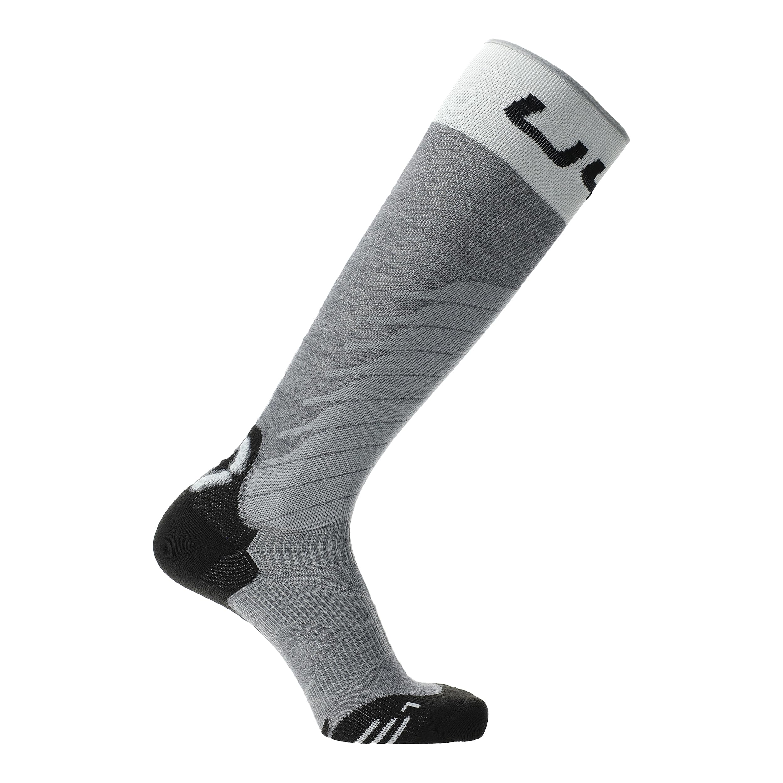 UYN W Ski One Merino Socks szare - Merino wygodne, ciepłe damskie skarpety narciarskie, rozmiar 37-38 - kolor szary melanż - biały