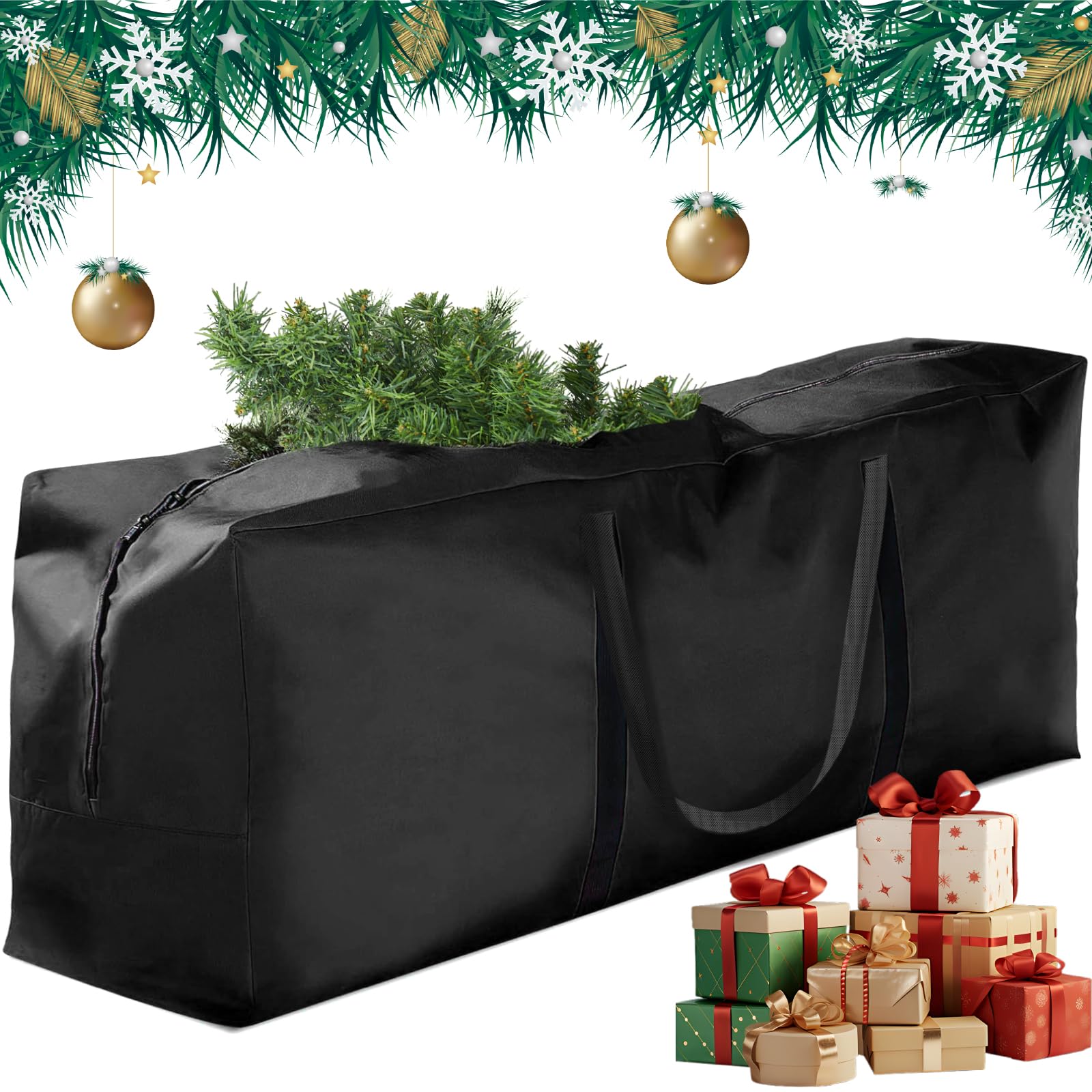 ZLPBAO Aufbewahrungstasche Schutzhülle, XXXL Aufbewahrung Tasche für Weihnachtsbaume, Wasserabweisende UV-Beständiges Schutzhülle mit Tragegriff (123 