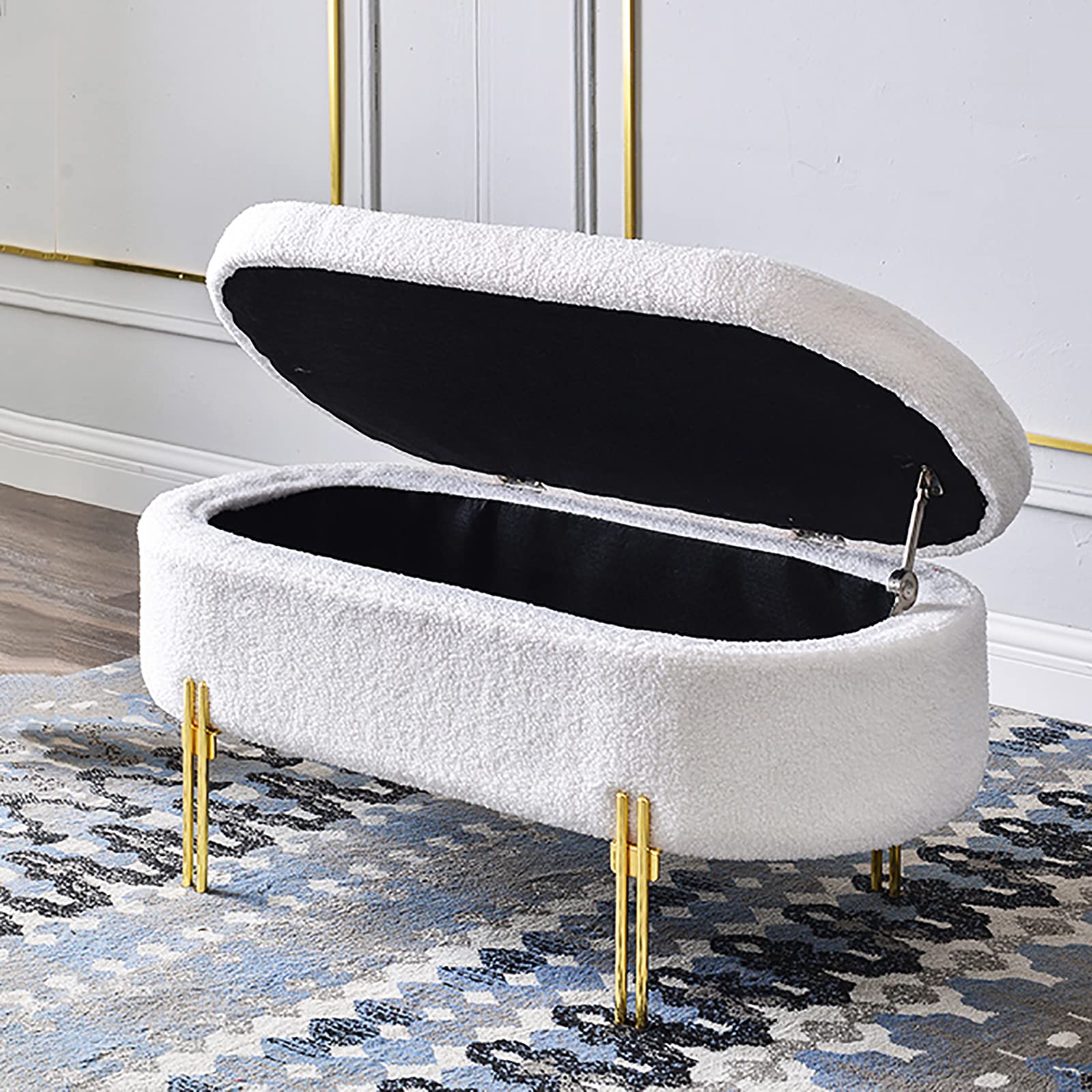 Panca portaoggetti,Panca portaoggetti in Ecopelle,Panca Premium Fine Letto con Contenitore,Panca Imbottita Moderna Panca per Scarpe Panca per Camera da Letto-Bianco 100x40x45cm(39x16x18inch