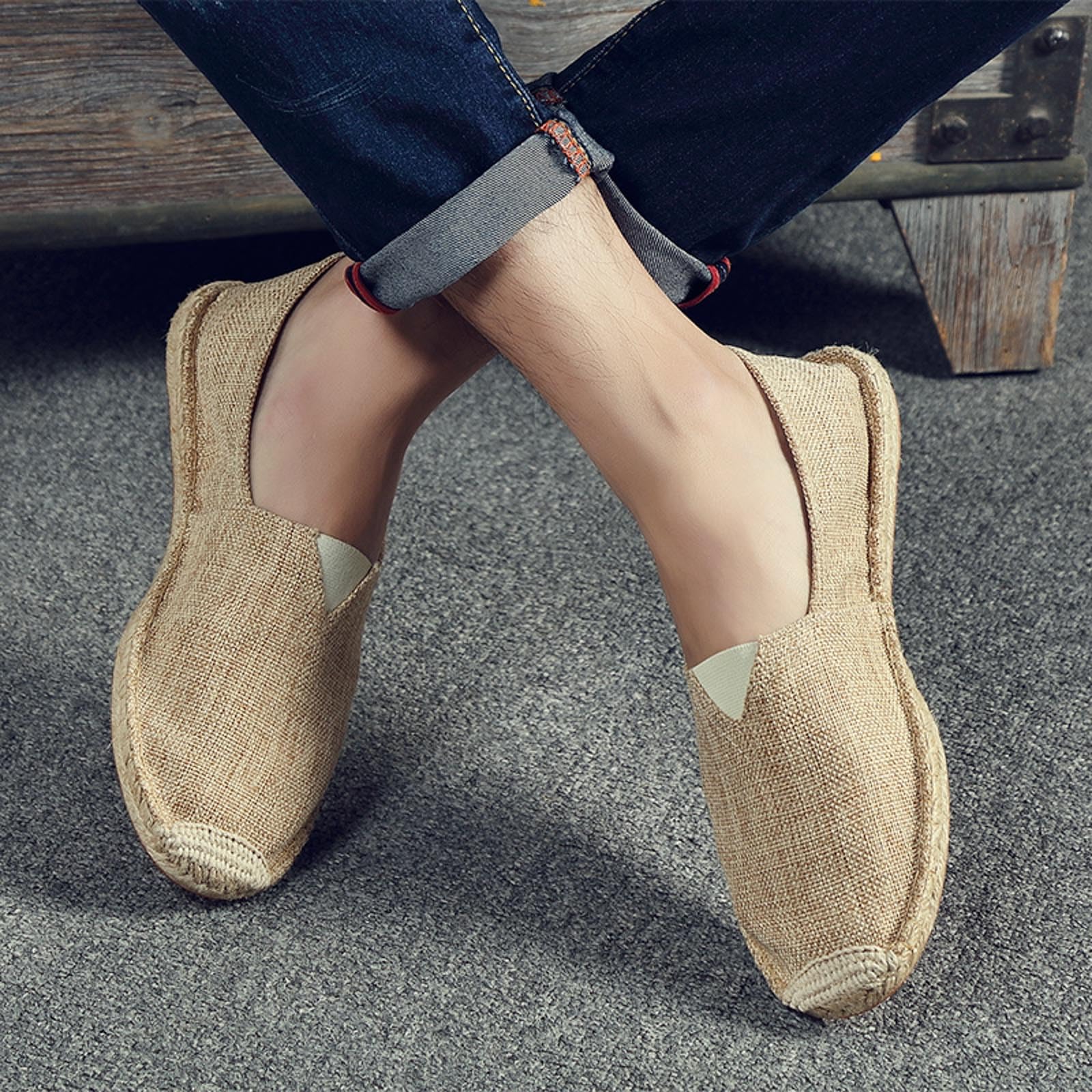 Generisch Espadrilles Für Damen & Herren, Sommer Espadrilles Flache Sommerschuhe Leinen Herren Gesundheitsschuhe Canvas Slipper, 35-47