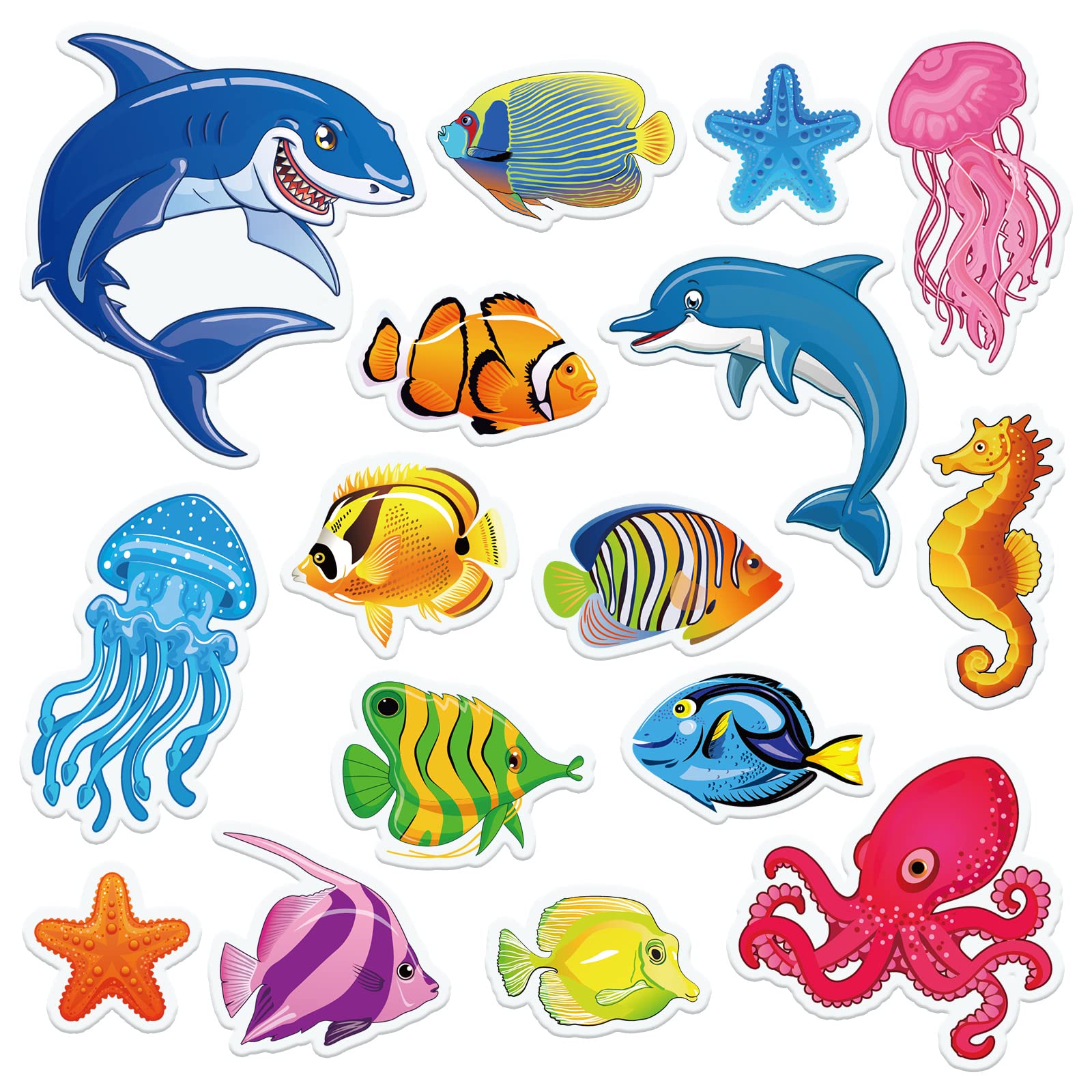 Buy AnyDesign 32 Pieces Sea Animals Thick Gel Clings 3D Ocean Window
