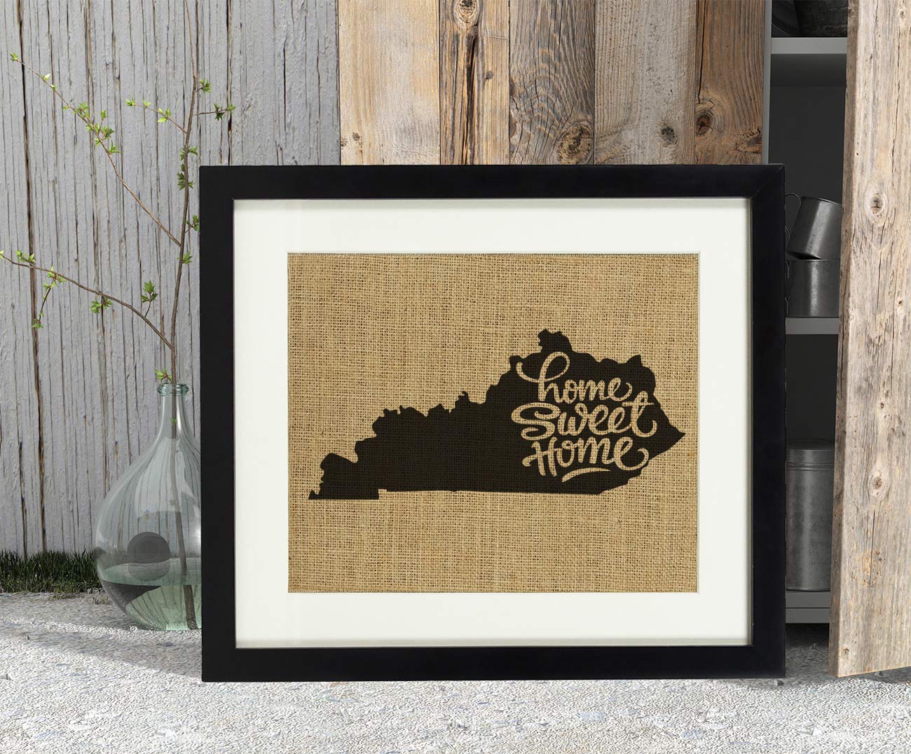 Darling Souvenir Home Sweet Home Burlap Print Wall Decor Kentucky State Map Housewarming Gift-Burlap Print Only(11 x 14 Inches) 1
