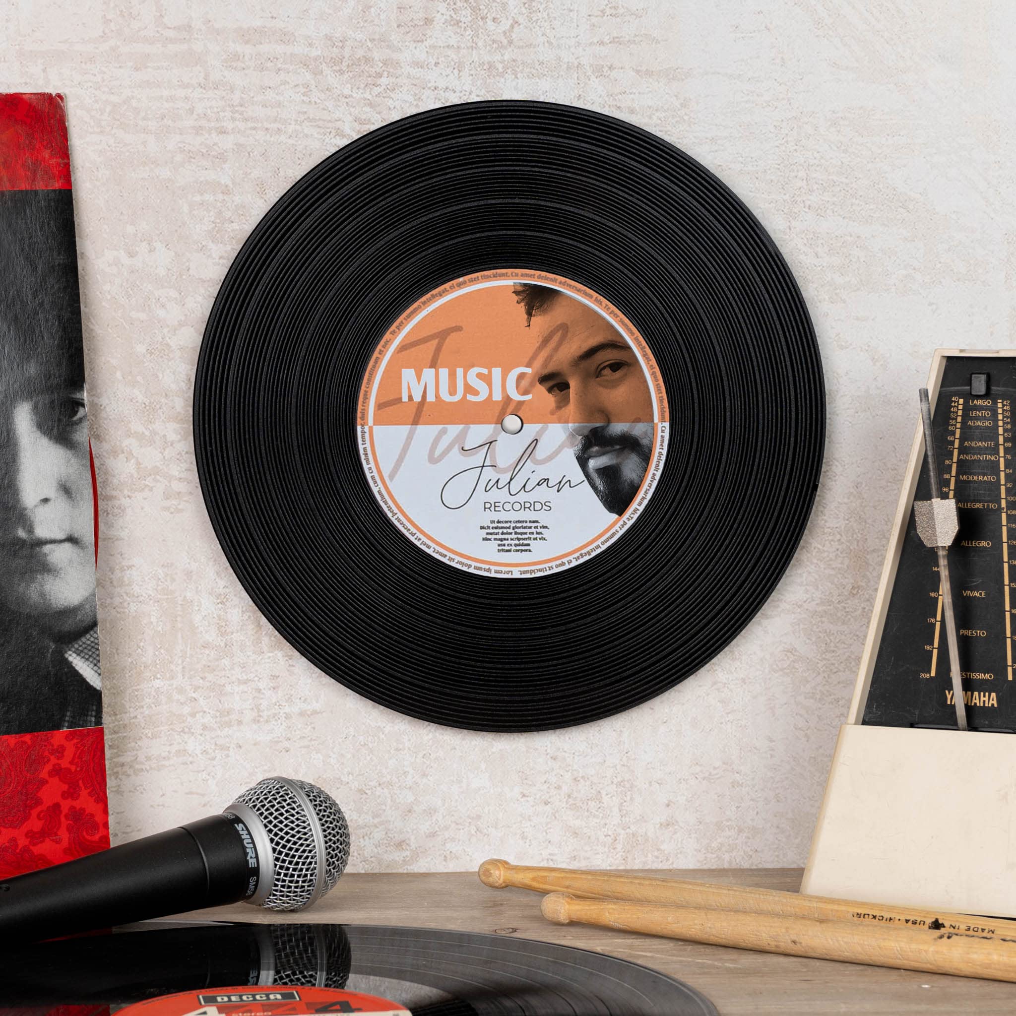 Wanapix | Disco in Vinile Personalizzato con Foto e Testo | Disco in Vinile Decorativo | Da Appendere | Gancetto per Appenderlo al muro Incluso | Regalo Originale | 30ø cm