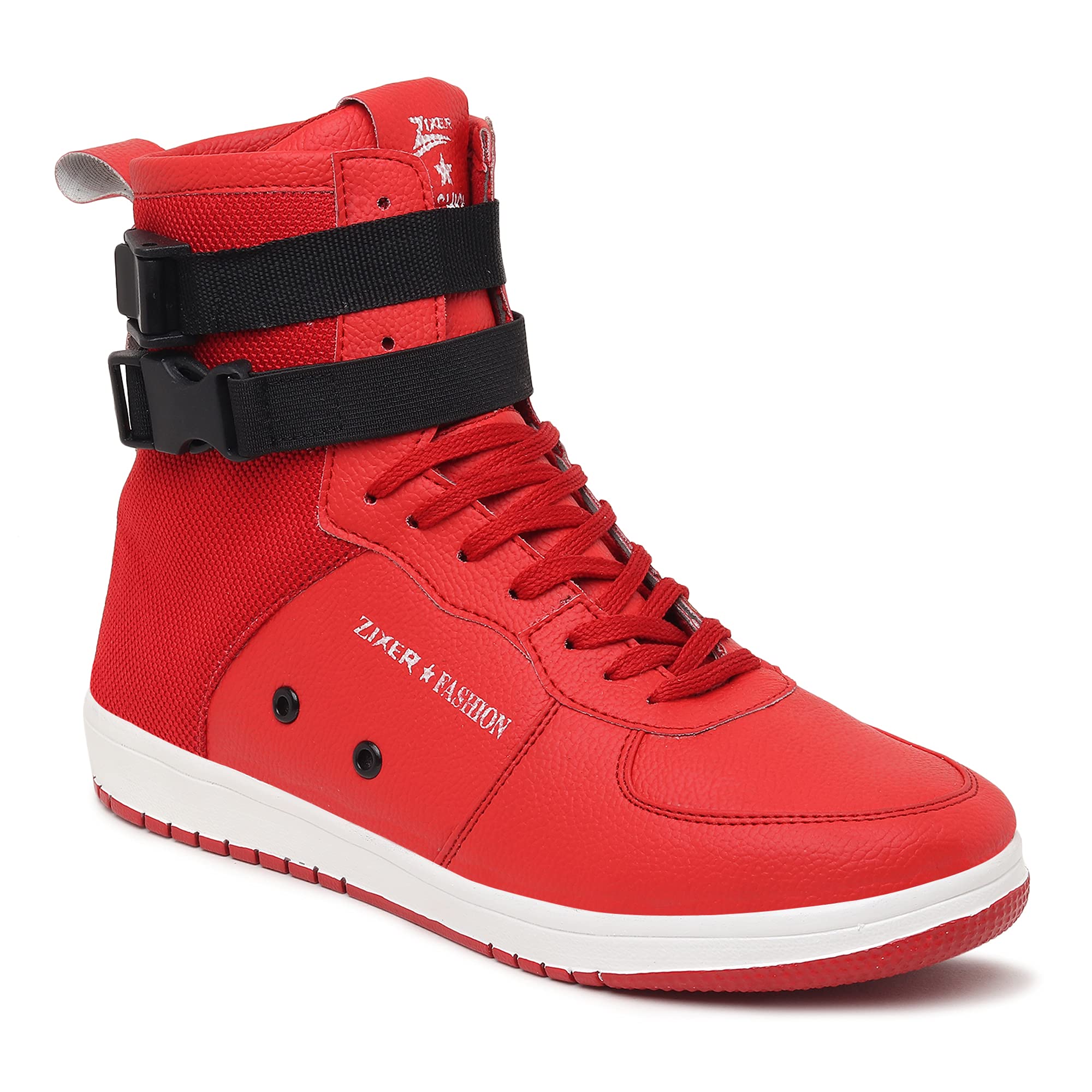 Zixer Men's Biker's Style High Top Fashion Sneakers/Sports/Casual Shoes for Men || Ankle Casual Shoes for Men Latest || Motorcycle Riding Boots ||Bike Riding Biker Boots