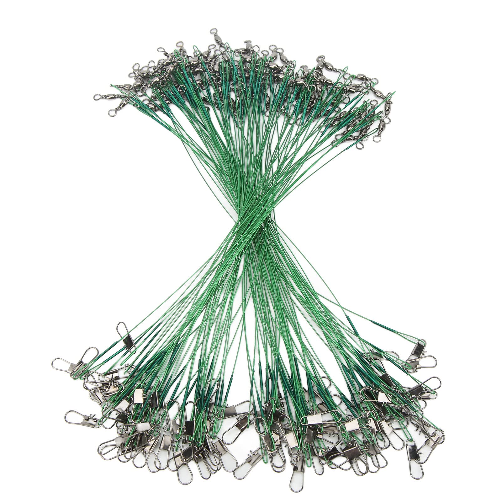 SUNGOOYUE Líder de Aparejos de Pesca, 100PCS Líder de Pesca Giratorio Snap Anti Corrosión Banderas de Líder de Alambre de Acero Duro para Productos de Cabina de Barco de Agua Salada
