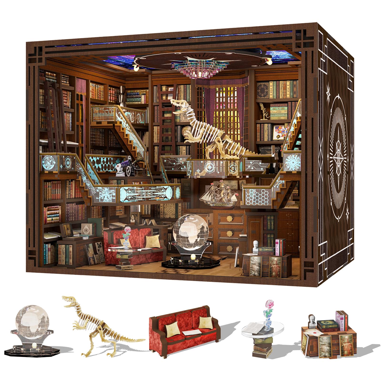 MiniCity Book Nook Kit, DIY Miniatur Puppenhaus Booknook Kit, 3D Holz Puzzle Buchstütze