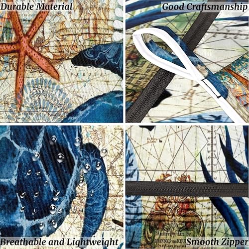 Miniatura 5 de Cesta colgante de tortuga marina de acuarela, cesta grande de lavandería montada en la pared con ganchos de acero inoxidable, organización y