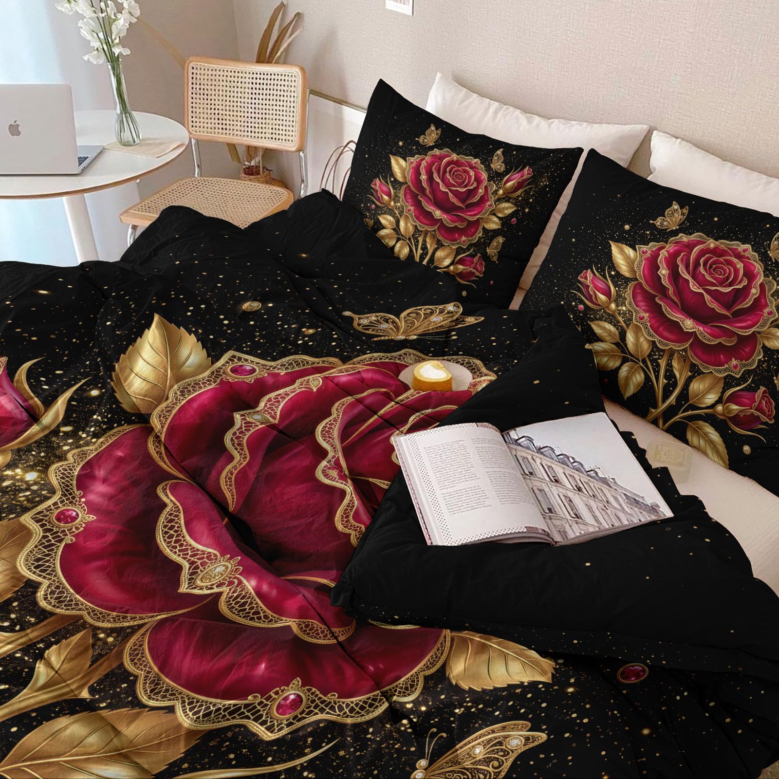 Biancheria da letto in stile vintage, 180 x 200 cm, con chiusura lampo