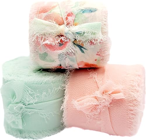 Miniatura 7 de Cinta de gasa con flecos, 1.5 pulgadas x 18 yardas, uso para invitaciones de boda, ramos de flores, envoltura de regalos, manualidades, bricolaje,