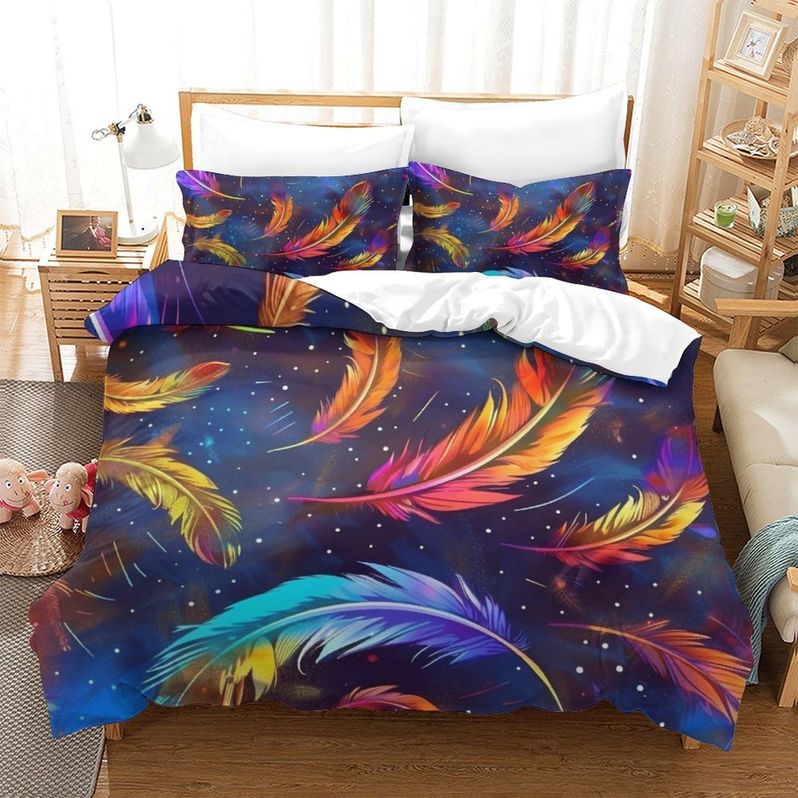Housse de couette ciel étoilé avec fermeture éclair pour grand lit super king 260x220