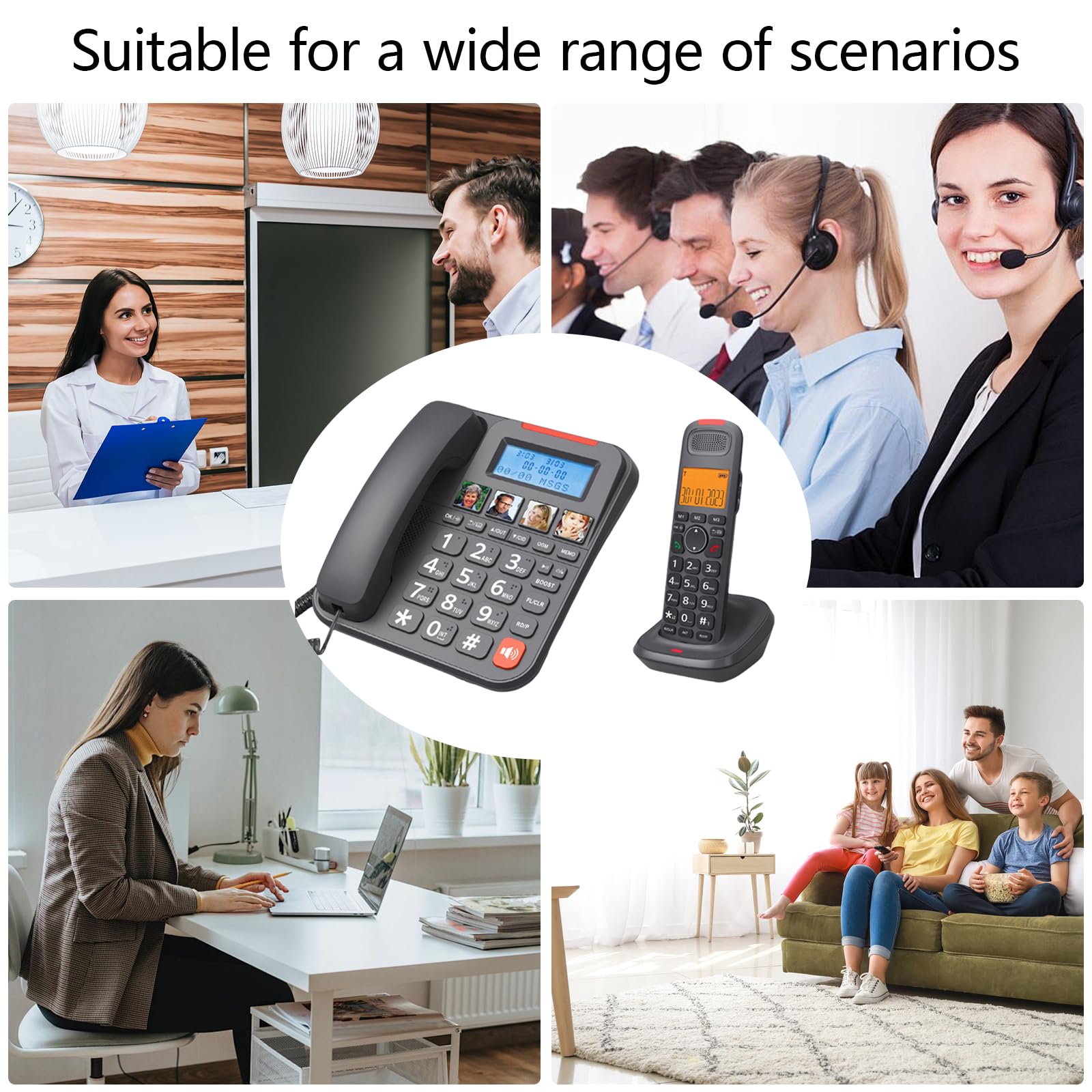 Suoneria regolabile e volumi telefono con filo con 1 chiave aumenta la funzione per accessori telefonici di casa e ufficio