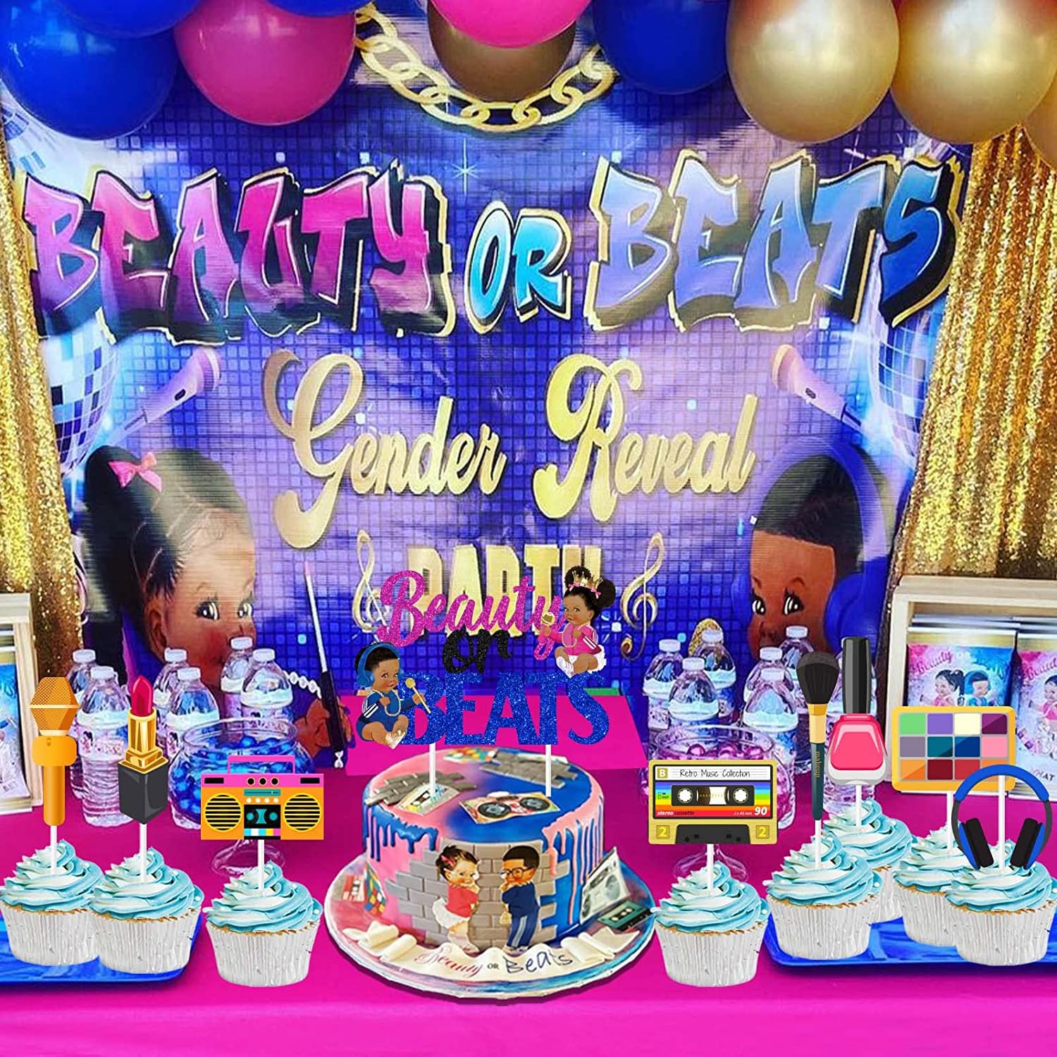 Amazon.com: Beauty or Beats Gender Reveal Cake Decorations Funny